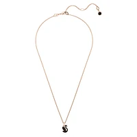 Swan pendant, Swan, Small, Black, Rose gold-tone plated by SWAROVSKI
