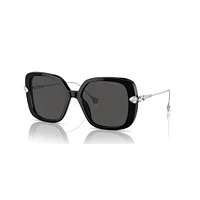Sunglasses, Oversized, Square shape, SK6011, Black by SWAROVSKI