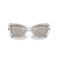 2 in 1 clip-on sunglasses, Statement, Cat-eye shape, SK7011, White by SWAROVSKI