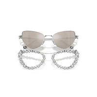 2 in 1 clip-on sunglasses, Statement, Cat-eye shape, SK7011, White by SWAROVSKI
