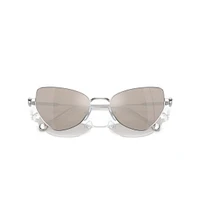 2 in 1 clip-on sunglasses, Statement, Cat-eye shape, SK7011, White by SWAROVSKI