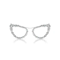 2 in 1 clip-on sunglasses, Statement, Cat-eye shape, SK7011, White by SWAROVSKI