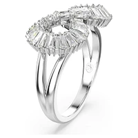 Hyperbola cocktail ring, Infinity, White, Rhodium plated by SWAROVSKI