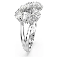 Hyperbola cocktail ring, Infinity, White, Rhodium plated by SWAROVSKI