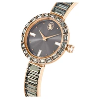 Matrix bangle watch, Swiss Made, Crystal bracelet, Grey, Rose gold-tone finish by SWAROVSKI