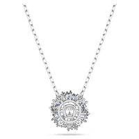 Idyllia pendant, Mixed cuts, Flower, Blue, Rhodium plated by SWAROVSKI
