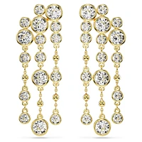 Imber drop earrings, Round cut, Chandelier, White, Gold-tone plated by SWAROVSKI
