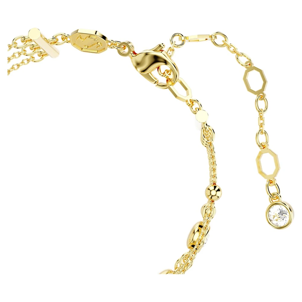 Imber wide bracelet, Round cut, White, Gold-tone plated by SWAROVSKI