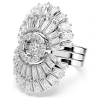 Idyllia ring, Set (3), Mixed cuts, Shell, White, Rhodium plated by SWAROVSKI
