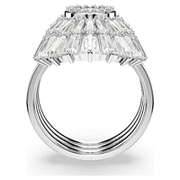 Idyllia ring, Set (3), Mixed cuts, Shell, White, Rhodium plated by SWAROVSKI