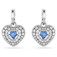 Hyperbola drop earrings, Heart, Blue, Rhodium plated by SWAROVSKI