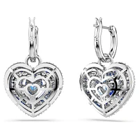 Hyperbola drop earrings, Heart, Blue, Rhodium plated by SWAROVSKI