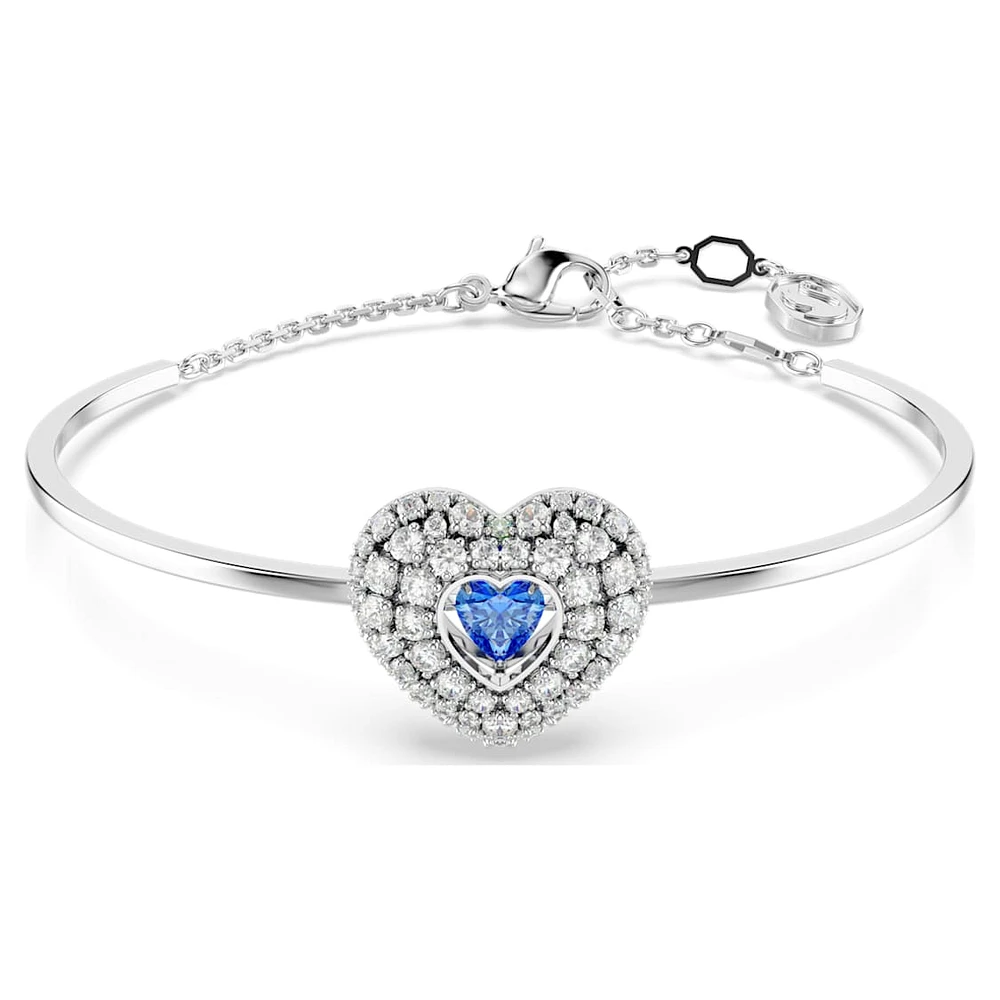 Hyperbola bangle, Heart, Blue, Rhodium plated by SWAROVSKI