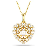 Hyperbola pendant, Crystal pearl, Heart, White, Gold-tone plated by SWAROVSKI