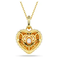 Hyperbola pendant, Crystal pearl, Heart, White, Gold-tone plated by SWAROVSKI
