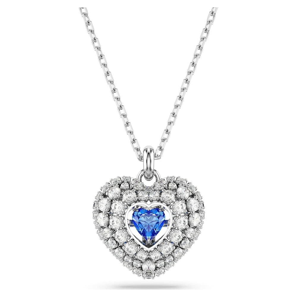 Hyperbola pendant, Heart, Blue, Rhodium plated by SWAROVSKI