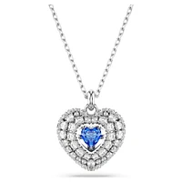 Hyperbola pendant, Heart, Blue, Rhodium plated by SWAROVSKI