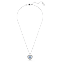 Hyperbola pendant, Heart, Blue, Rhodium plated by SWAROVSKI
