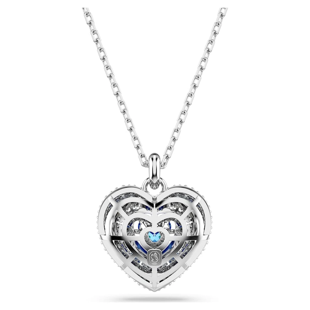 Hyperbola pendant, Heart, Blue, Rhodium plated by SWAROVSKI