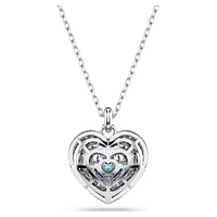 Hyperbola pendant, Heart, Blue, Rhodium plated by SWAROVSKI