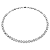 Una Angelic Tennis necklace, Round cut, Long, White, Ruthenium plated by SWAROVSKI