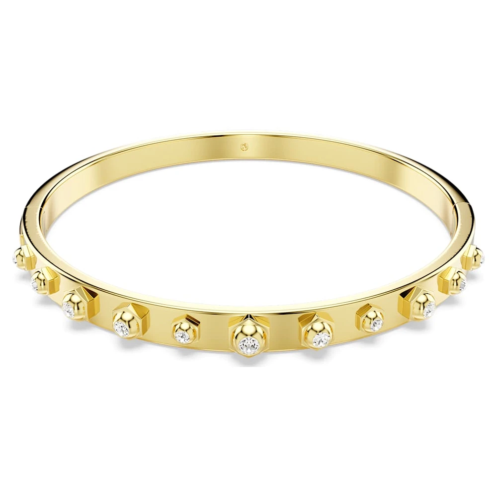Numina bangle, Mixed round cuts, White, Gold-tone plated by SWAROVSKI