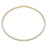Matrix Tennis necklace, Round cut, White, Gold-tone plated by SWAROVSKI