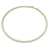 Matrix Tennis necklace, Round cut, White, Gold-tone plated by SWAROVSKI