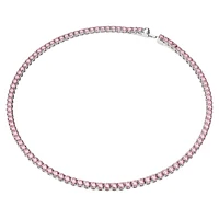 Matrix Tennis necklace, Round cut, Pink, Rhodium plated by SWAROVSKI