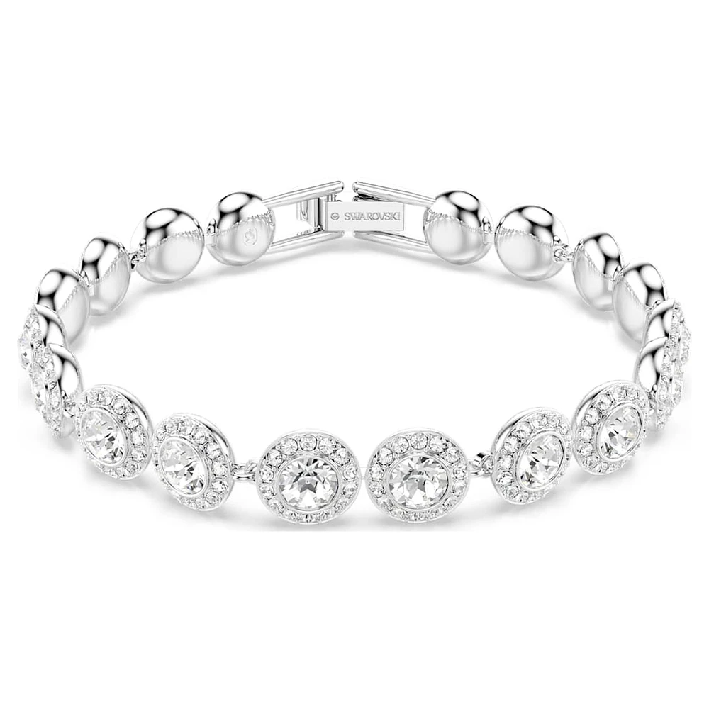 Una Tennis bracelet, Round cut, White, Rhodium plated by SWAROVSKI