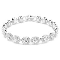 Una Tennis bracelet, Round cut, White, Rhodium plated by SWAROVSKI