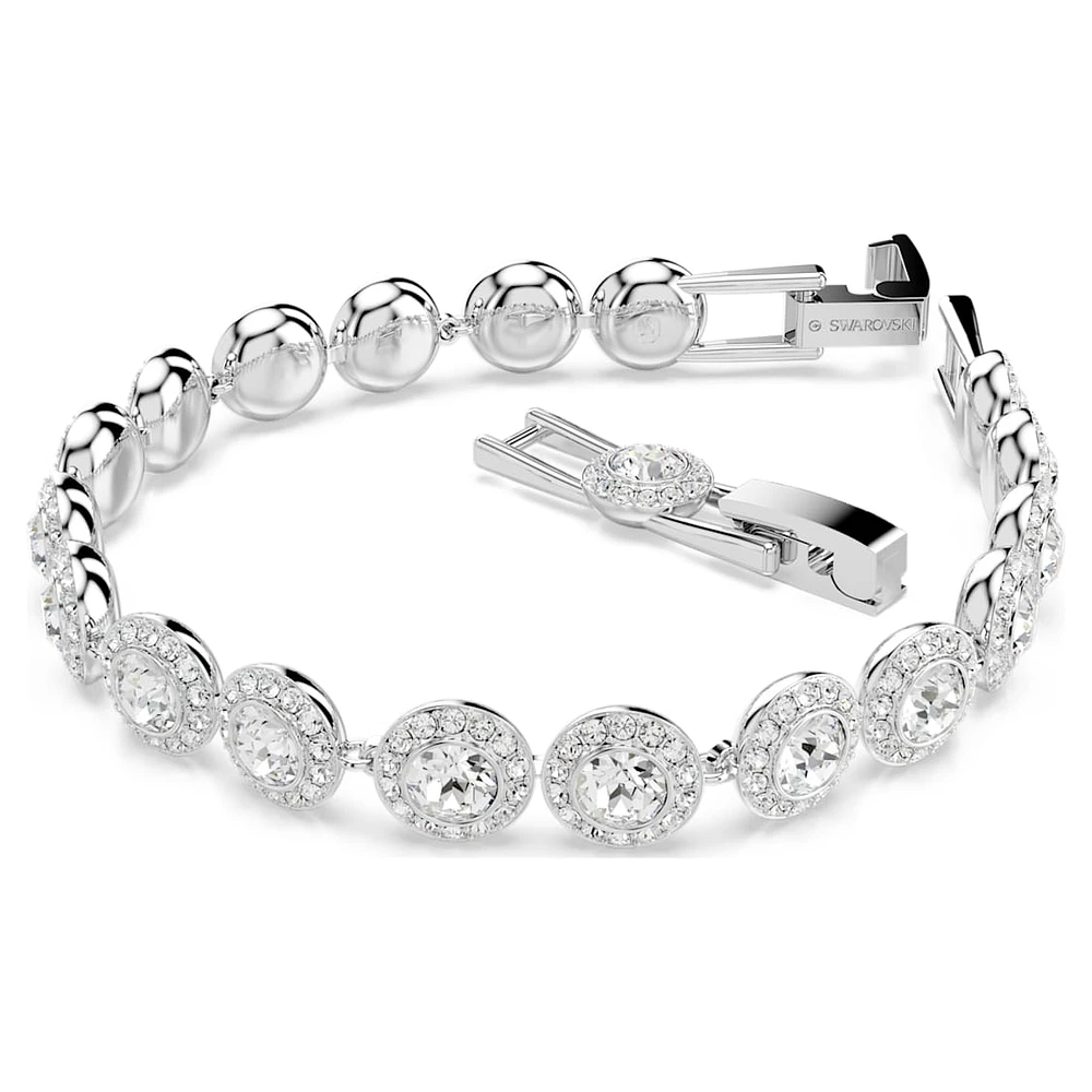 Una Tennis bracelet, Round cut, White, Rhodium plated by SWAROVSKI