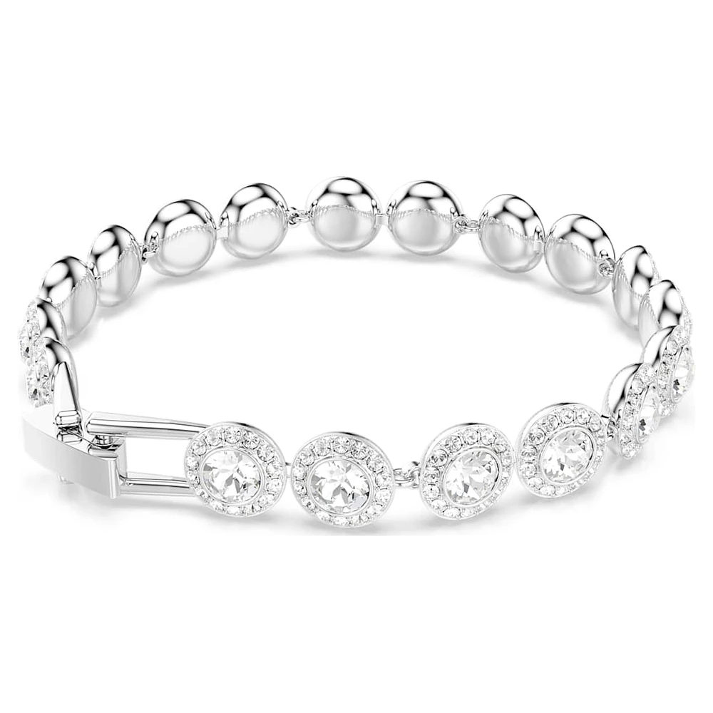 Una Tennis bracelet, Round cut, White, Rhodium plated by SWAROVSKI