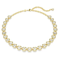 Imber Tennis necklace, Round cut, White, Gold-tone plated by SWAROVSKI