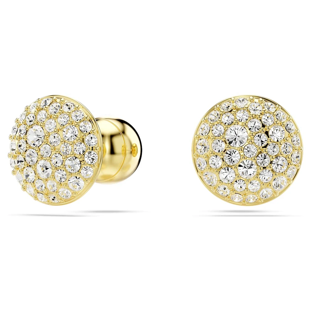 Meteora stud earrings, White, Gold-tone plated by SWAROVSKI
