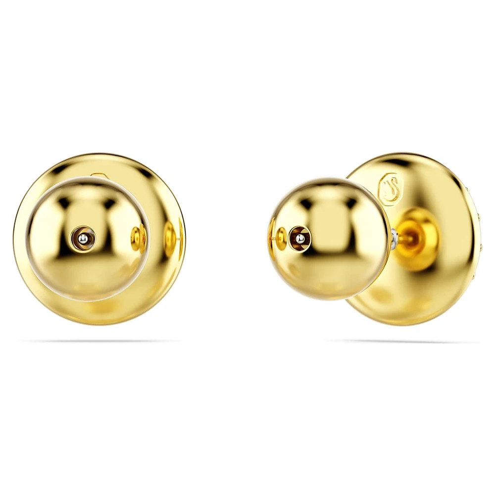 Meteora stud earrings, White, Gold-tone plated by SWAROVSKI