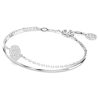 Meteora bangle, White, Rhodium plated by SWAROVSKI