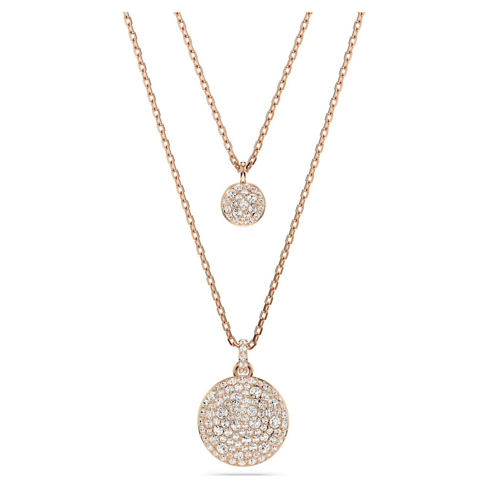 Meteora layered pendant, White, Rose gold-tone plated by SWAROVSKI