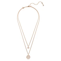 Meteora layered pendant, White, Rose gold-tone plated by SWAROVSKI