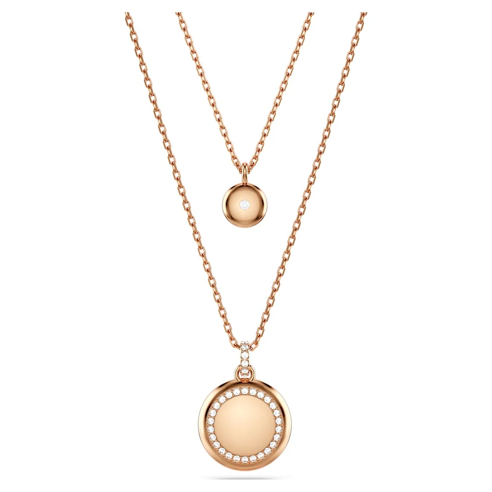 Meteora layered pendant, White, Rose gold-tone plated by SWAROVSKI
