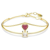 Chroma bangle, Heart, Red, Gold-tone plated by SWAROVSKI