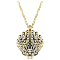 Idyllia pendant, Crystal pearl, Shell, White, Gold-tone plated by SWAROVSKI