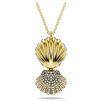 Idyllia pendant, Crystal pearl, Shell, White, Gold-tone plated by SWAROVSKI