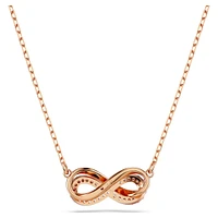 Hyperbola pendant, Pavé, Infinity, White, Rose gold-tone plated by SWAROVSKI