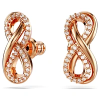 Hyperbola stud earrings, Infinity, White, Rose gold-tone plated by SWAROVSKI