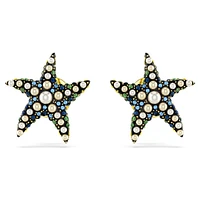 Idyllia stud earrings, Crystal pearl, Starfish, Small, Multicoloured, Gold-tone plated by SWAROVSKI