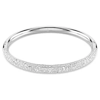 Meteora bangle, Snow pavé, White, Rhodium plated by SWAROVSKI