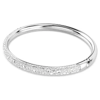 Meteora bangle, Snow pavé, White, Rhodium plated by SWAROVSKI