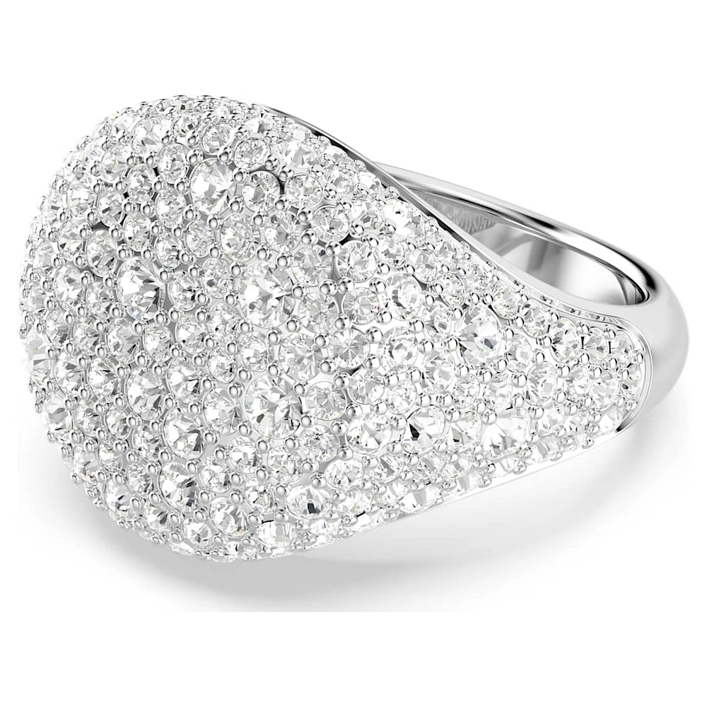 Meteora cocktail ring, White, Rhodium plated by SWAROVSKI