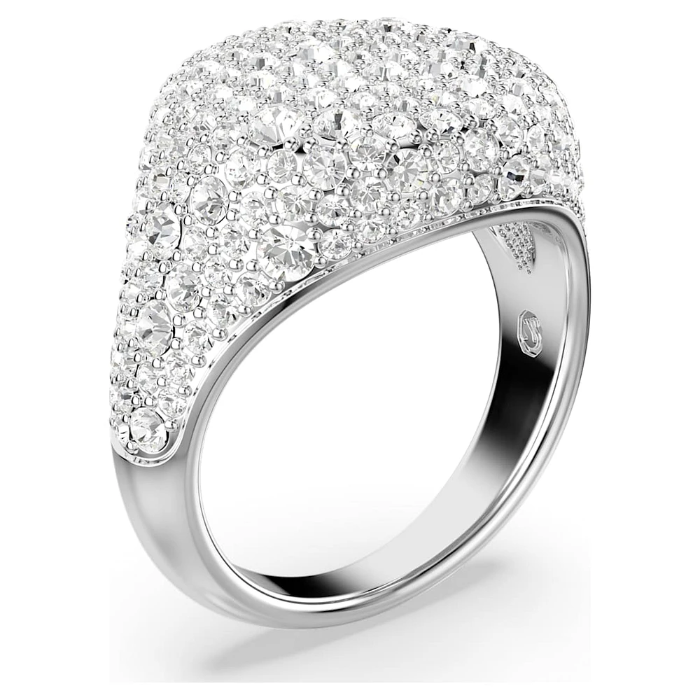 Meteora cocktail ring, White, Rhodium plated by SWAROVSKI